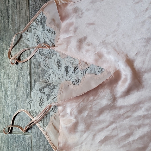 Vintage blush pink 80s Chemise Slip dress Gown - Picture 5 of 6